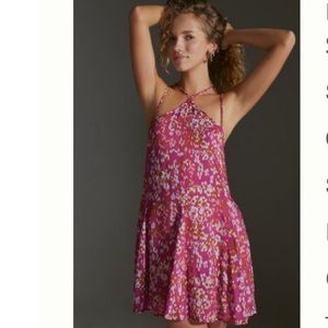 ANTHROPOLOGIE PINK
SHEER MINI DRESS SIZE XXS NWT